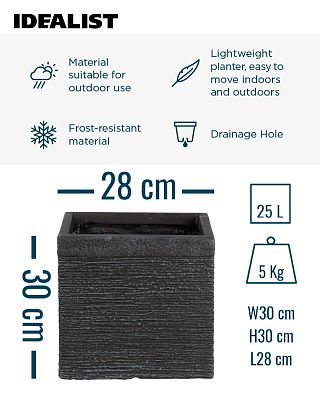 IDEALIST Lite Ribbed Light Concrete Square Planter