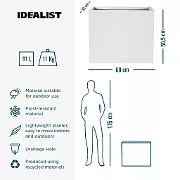 IDEALIST Lite Contemporary Light Concrete Trough Planter