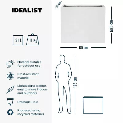 IDEALIST Lite Contemporary Light Concrete Trough Planter