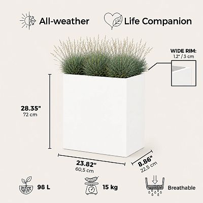 IDEALIST Lite Narrow Contemporary Light Concrete Trough Planter