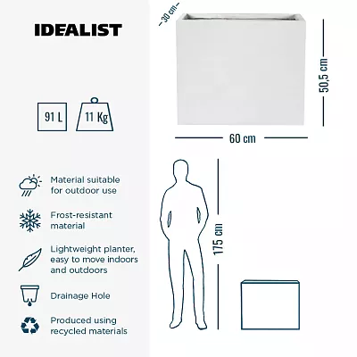 IDEALIST Lite Contemporary Light Concrete Trough Planter