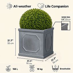 IDEALIST Lite Faux Lead Chelsea Box Square Light Concrete Planter