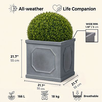 IDEALIST Lite Faux Lead Chelsea Box Square Light Concrete Planter