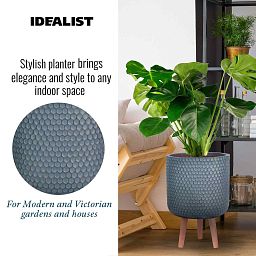IDEALIST Lite Honeycomb Style Cylinder Planter on Legs, Round Pot Plant Stand Indoor