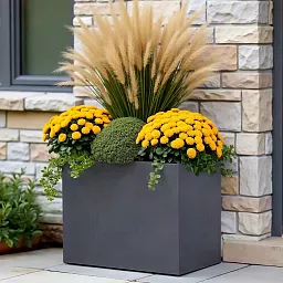 IDEALIST Lite Contemporary Light Concrete Trough Planter Set