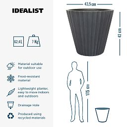 IDEALIST Lite Vintage Ribbed Round Vase Outdoor Planter