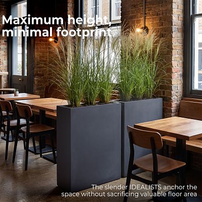 IDEALIST Lite Narrow Contemporary Light Concrete Trough Planter