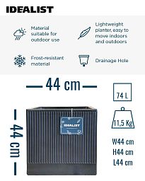 IDEALIST Lite Ribbed Square Outdoor Planter