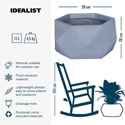 IDEALIST Lite Geometry Style Bowl Planter Outdoor Plant Pot