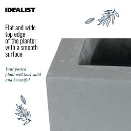 IDEALIST Lite Contemporary Light Concrete Trough Planter Set