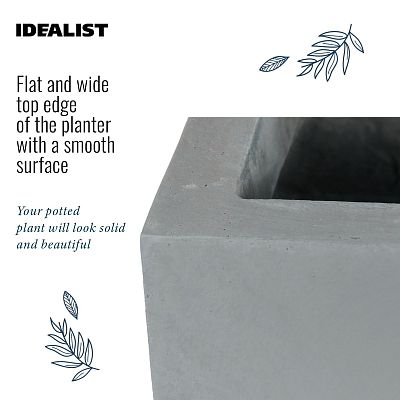 IDEALIST Lite Contemporary Light Concrete Trough Planter Set