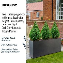 IDEALIST Lite Contemporary Light Concrete High Trough Planter