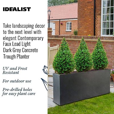 IDEALIST Lite Contemporary Light Concrete High Trough Planter