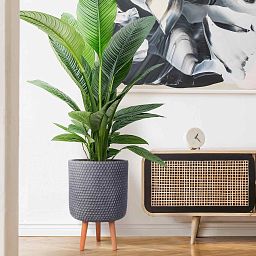 IDEALIST Lite Honeycomb Style Cylinder Planter on Legs, Round Pot Plant Stand Indoor