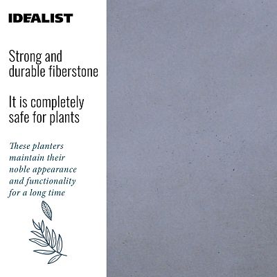 Contemporary Round Vase Stone Grey Light Concrete Planter by Idealist Lite