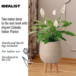 IDEALIST Lite Plaited Style Egg Planter on Legs, Round Pot Plant Stand Indoor