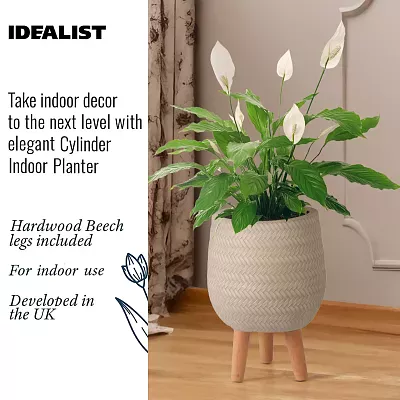 IDEALIST Lite Plaited Style Egg Planter on Legs, Round Pot Plant Stand Indoor