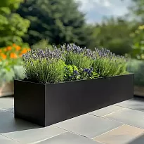 IDEALIST Lite Window Flower Box Garden Planter, Black Light Concrete O...