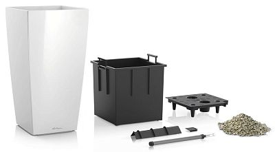 LECHUZA CUBICO Square Tall Poly Resin Self-watering Planter