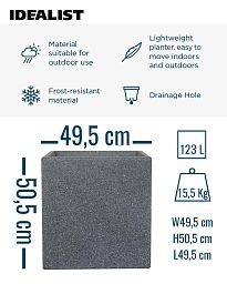 IDEALIST Lite Textured Concrete Effect Square Outdoor Planter