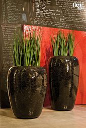 One Round Tall Polystone Indoor Planter