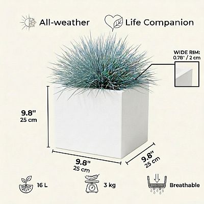 IDEALIST Lite Square Box Contemporary Light Concrete Planter