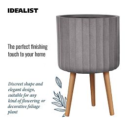 IDEALIST Lite Modern Ribbed Cylinder Planter on Legs, Round Pot Plant Stand Indoor