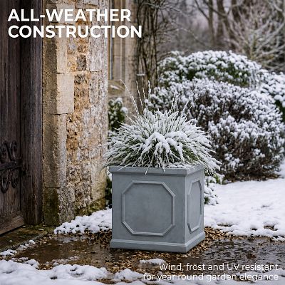 IDEALIST Lite Faux Lead Chelsea Box Square Light Concrete Planter