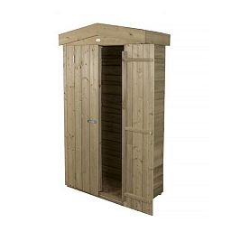 Installed Outdoor Pressure Treated Wooden Overlap Apex Tall Garden Store by Forest Garden