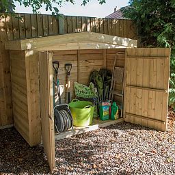 Installed Outdoor Pressure Treated Wooden Overlap Apex Outdoor Store by Forest Garden