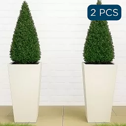 Set of IDEALIST Lite Light Concrete Garden Tall Planters, Outdoor Plant Pots with Tapered Shape