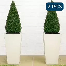Set of IDEALIST Lite Light Concrete Garden Tall Planters, Outdoor Plant Pots with Tapered Shape