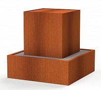 CorTen Square Fountain Waterblock Rusty W70 H70 L70 cm