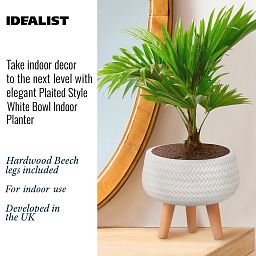 IDEALIST Lite Plaited Style Bowl Planter on Legs, Round Pot Plant Stand Indoor