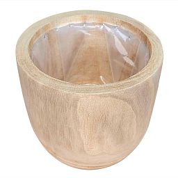 HORTICO RADIAL Wooden House Planter Round Indoor Plant Pot for House Plants with Waterproof Liner