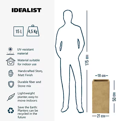 IDEALIST Lite Tall Square Metallic Indoor Planter