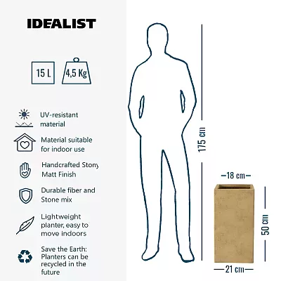 IDEALIST Lite Tall Square Metallic Indoor Planter