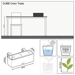 LECHUZA CUBE Color Triple Trough Poly Resin Self-watering Planter