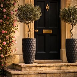 Set of 2 IDEALIST Lite Mosaic Style Black Tall Round Vase Planters Outdoor Plant Pots