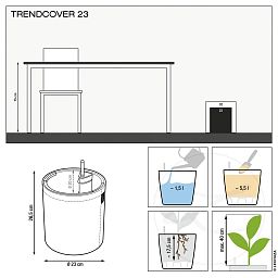 LECHUZA TRENDCOVER Round Self-watering Planter