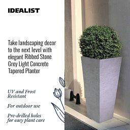 IDEALIST Lite Ribbed Light Concrete Tapered Planter