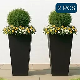 Set of IDEALIST Lite Light Concrete Garden Tall Planters, Outdoor Plant Pots with Tapered Shape