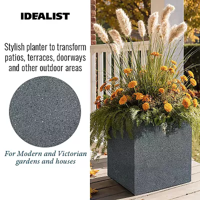 IDEALIST Lite Textured Concrete Effect Square Outdoor Planter