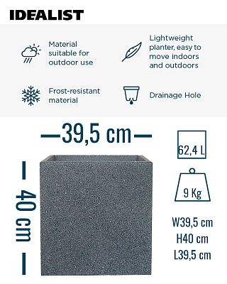 IDEALIST Lite Textured Concrete Effect Square Outdoor Planter