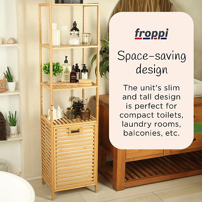 Froppi Wooden Washing Hamper Laundry Basket for Bathrooms