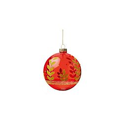 Christmas Tree Baubles Balls with Leaf Stem Pattern
