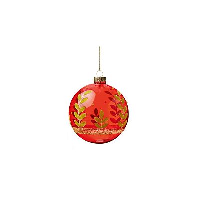 Christmas Tree Baubles Balls with Leaf Stem Pattern