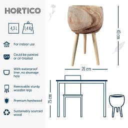 HORTICO TREND Wooden House Planter with Legs, Tall Indoor Plant Pot Stand with Waterproof Liner