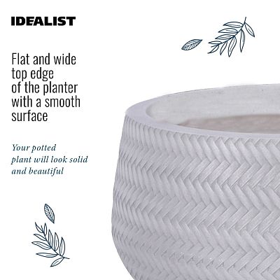 IDEALIST Lite Plaited Style Bowl Planter on Legs, Round Pot Plant Stand Indoor