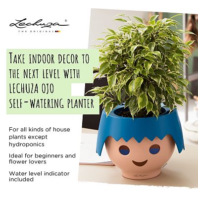 LECHUZA OJO Round Poly Resin Indoor Self-watering Planter